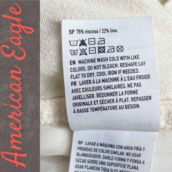 AMERICAN EAGLE Linen Blend Ivory Crochet Cross Strap Jumpsuit, Size Small - Picture 10 of 12